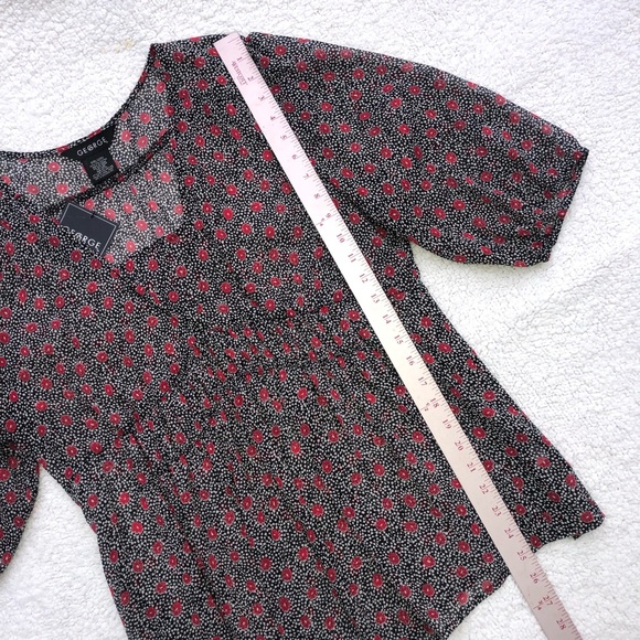 Floral tunic top size XXL red black white NWT 3/4 sleeve - Picture 12 of 13
